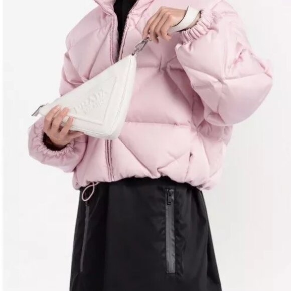 Leather White Prada Triangle pouch purse bag Lightly Used - Picture 2 of 6